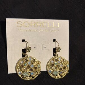 Sorrelli Gold and Blue crystal Earrings nwt
